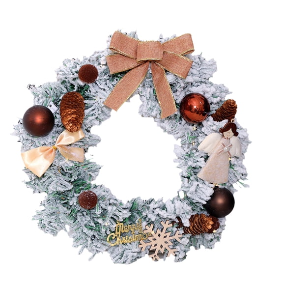 Christmas Clearance! BOBOMOTI 16 inch Christmas Wreath with Silver Bristles and Pine Cones Christmas Artificial Wreath for Winter Decorations
