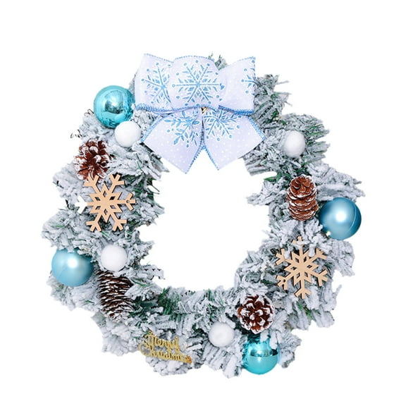 Christmas Clearance! BOBOMOTI 16 inch Christmas Wreath with Silver Bristles and Pine Cones Christmas Artificial Wreath for Winter Decorations