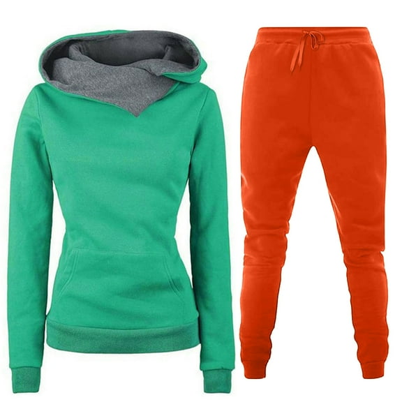 Christmas Clearance! Ohufall 2 Piece Outfits for Women,Fall Winter Outfits Sports Tracksuits Long Sleeve Pullover Hoodies Pants Suit,Sweatshirt for Women Clearance