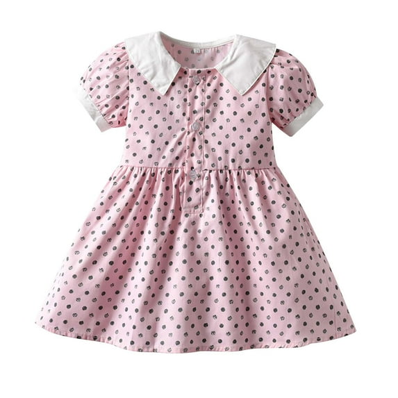 Christmas! Ohufall Girls Dresses Toddler Kids Baby Girls Summer Retro Print Puff Sleeve Dress Princess Dress Toddler Dress