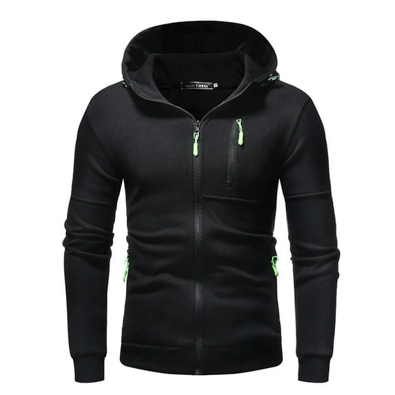 Christmas! Ohufall Hoodies For Men Sale! Men's Fashion Printed Sports Sweater Hooded Long Sleeve Zipper Pocket Sports Casual Top Coat