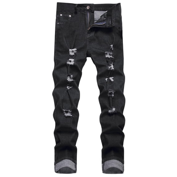 Christmas! Ohufall Mens Pants Sale! Fashion Trend Men's Micro Elastic Slim Tie Elastic Small Straight Leg