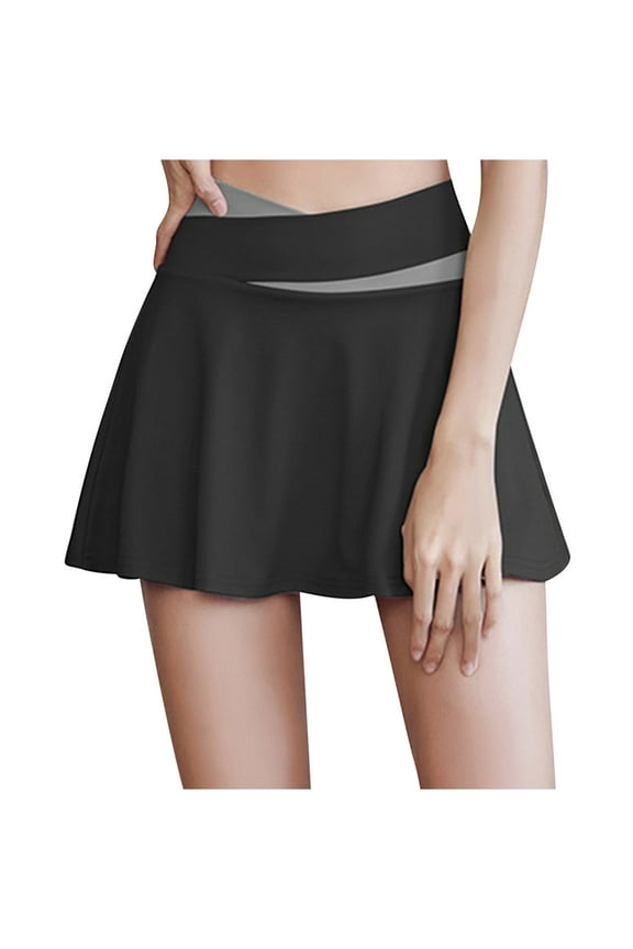 Christmas Clearance! Borniu Mini Skirt Women's Summer Pleated Tennis Skirts Athletic Stretchy Short Yoga Fake Two Piece Trouser Skirt Shorts Clearance