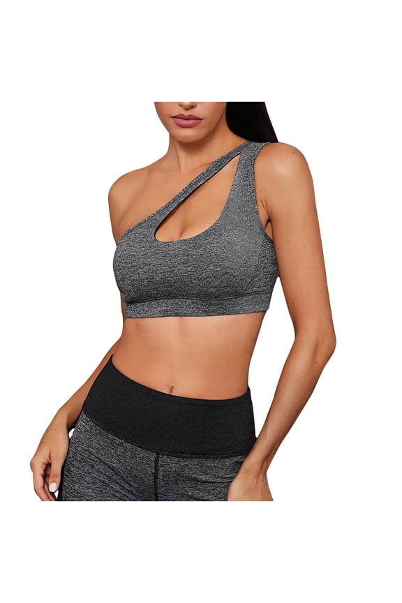 Christmas Clearance! Ohufall Sports Bras for Women Clearance, Women's One-shoulder Sports Bra Fitness Yoga Quick-drying Shock-proof Vest Running Sports Bra