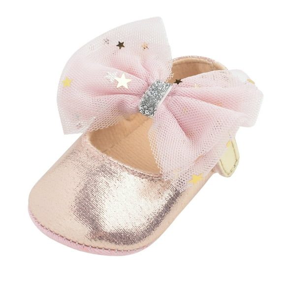 Christmas Clearance! Ohufall Toddler Shoes Baby Girls Mary Janes Flat Bowknot Rubber Sole First Walker Princess Dress Shoes Clearance