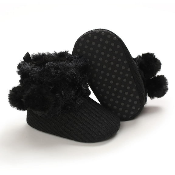 Christmas Clearance! Ohufall Toddler Shoes First Walker Baby Boys Girls Shoes Infant Toddler Winter Warm Footwear Bowknot Newborn Prewalker Clearance
