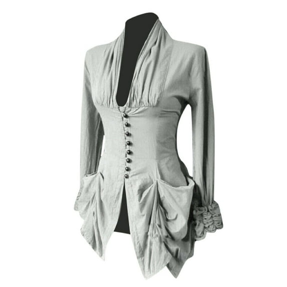 Christmas Clearance! Borniu Womens Coat, Women Long Sleeve Retro Lace Trim Button Up Vintage Irregular Tailcoat Outwear Clearance