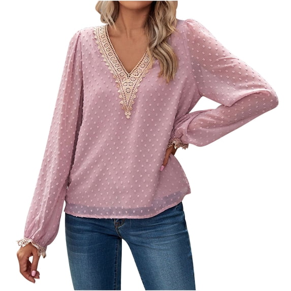 Christmas Clearance! Borniu Womens Tops, Women's Fashion Casual Spring Summer Long Sleeve V-Neck Blouses & Shirts Womens Fashion Clearance