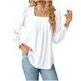 thumbnail image 1 of Christmas! Ohufall Womens Tops, Women's Fashion Deep - Neck Solid Button Long Sleeve Blouse Shirt Top Fall Clothes, 1 of 4