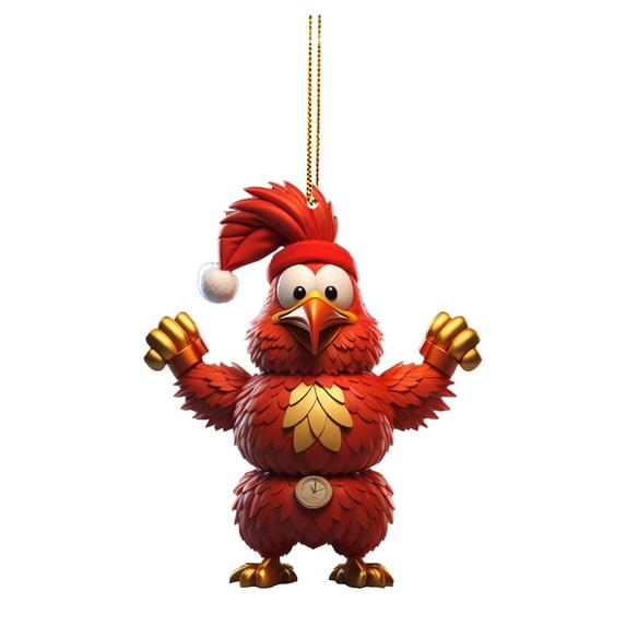 Christmas Christmas Chicken Ornament Funny Acrylic Chicken Xmas Tree Decorations,Chicken Christmas Decor with Hanging Rope Christmas Tree Pendants for Christmas Tree