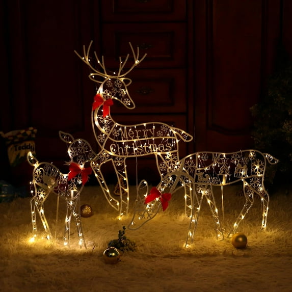 Christmas Clearance Christmas Decoration White Flashing Reindeer Christmas Lights Reindeer Christmas Decorations Outdoor Patio Decorations