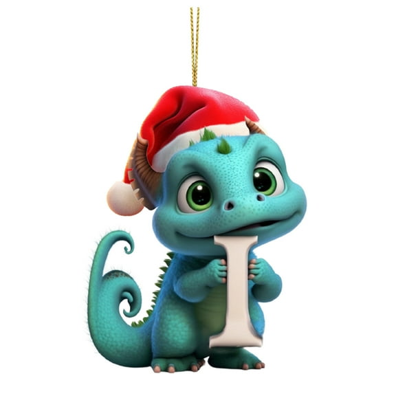 Christmas Christmas Dinosaur Ornaments with 26 Initial Letter Pendant,Acrylic Dino Figures Hanging Christmas Gifts for Kids Christmas Tree