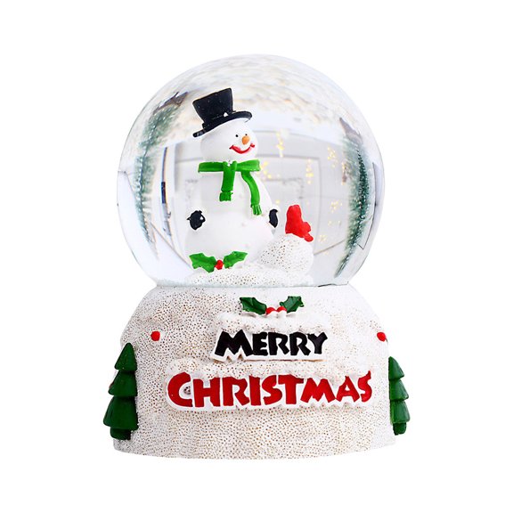 Christmas Glass Snow Globe Water Globe with Music Santa and Snowman Water Ball Decoration Musical Crystal Ball,Car and Merry Christmas