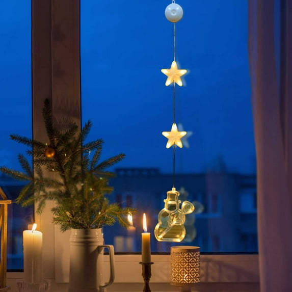 Christmas Clearance! Christmas LED Decorative Lights, Christmas Decorations, Christmas Suction Cup Lights, Hanging LED Battery Operated Christmas Lights Indoor Outdoor Xmas Tree Window Party Decor
