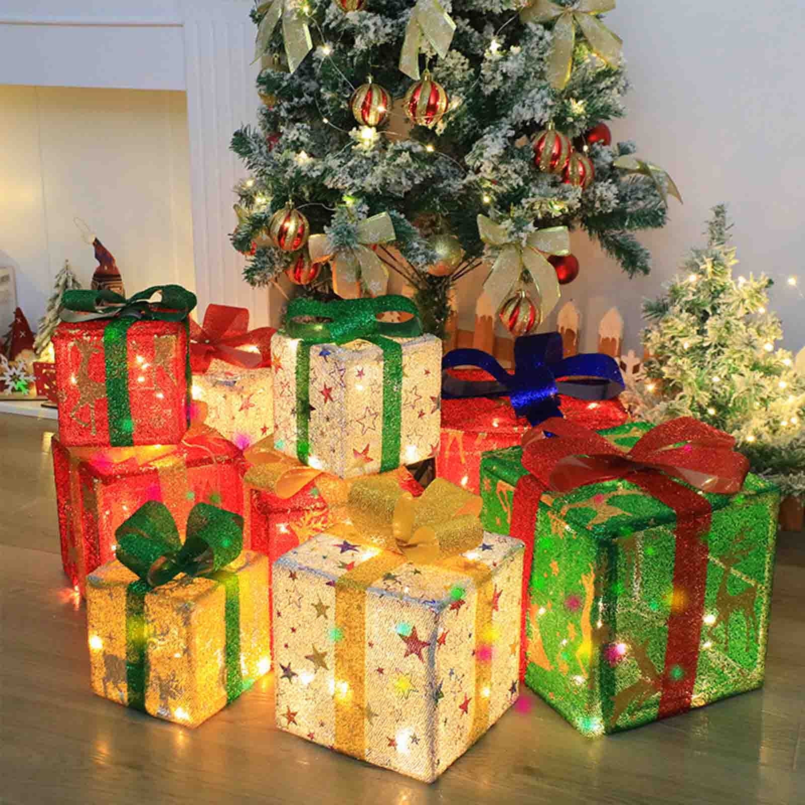 Christmas Clearance！Christmas Lighted Boxes Remote Control, Set Of 3