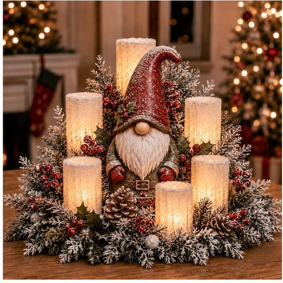 Christmas Clearance! Christmas Lighted Centerpiece with Flameless Candle Glow Tiered Snowman Candle Stand, Battery Powered LED Lights, Winter Table Centerpiece for Dining Room Mantel Entryway Decor
