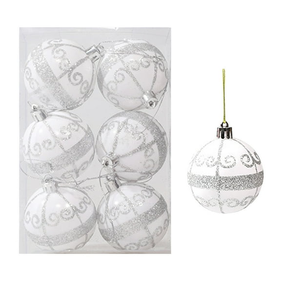Christmas Ornaments Tree Decorations, 6ct Red Green White Shatterproof Christmas Ball Ornaments Set, 2.36 Inch Decorative Hanging Ornament Bulk for Xmas Holiday Party Decor