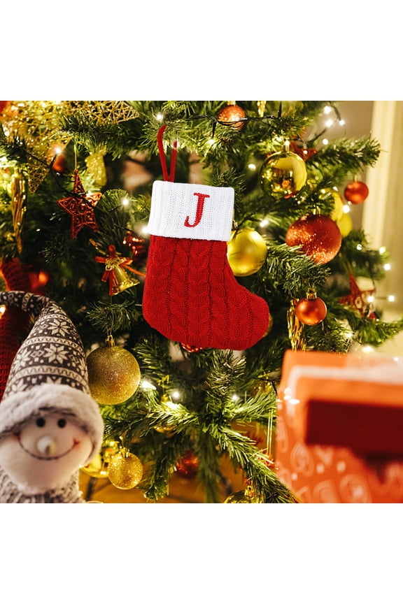 Christmas Clearance,Cute Letters Christmas Stocking Decoration, 26 Alphabet Styles, Wool Knitted Socks Ornament for Trees, Festive Home Accessory, 18*15CM, 35G,Nightmare Before Christmas Gifts