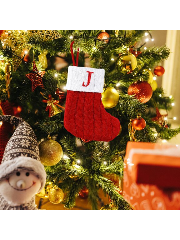 Christmas Clearance,Cute Letters Christmas Stocking Decoration, 26 Alphabet Styles, Wool Knitted Socks Ornament for Trees, Festive Home Accessory, 18*15CM, 35G,Nightmare Before Christmas Gifts