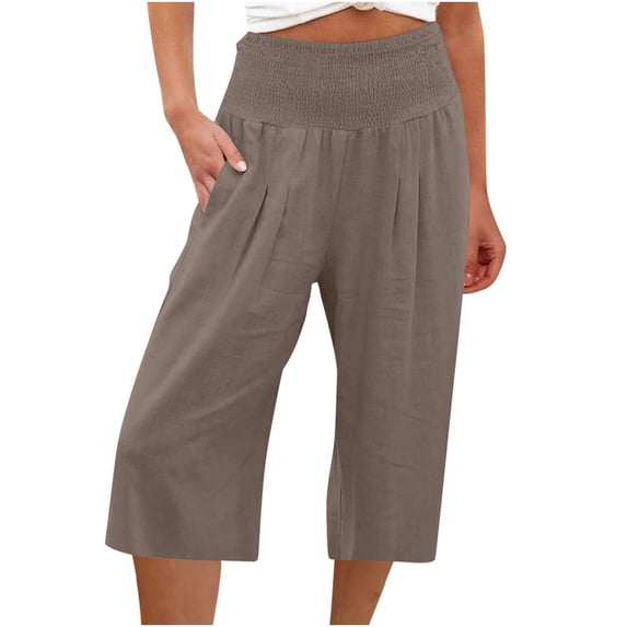 Christmas Clearance Deals! Borniu Capris For Women, Loose Wide Leg Pantsm High Waist Straight Pants Casual Pants,Cropped Pants