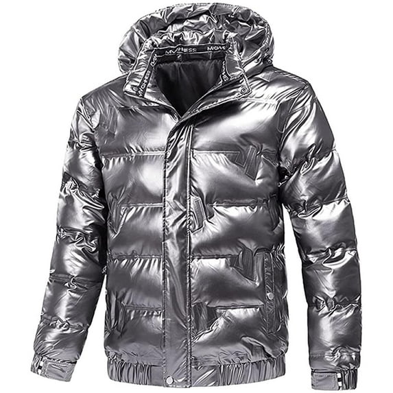 Christmas! Ohufall Men's Coat, Shiny Hooded Reflective Down Jacket Cotton Jacket Winter