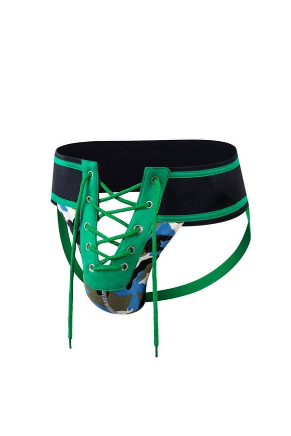 Christmas! Borniu Mens Underwear, New Casual Sexy Thong Men's Underwear With A Green Extra-wide Belt