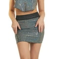 thumbnail image 1 of Christmas! Ohufall Mini Skirt Women's Fashion Sequins Solid Color High Waist Stretch Short Skirt, 1 of 9