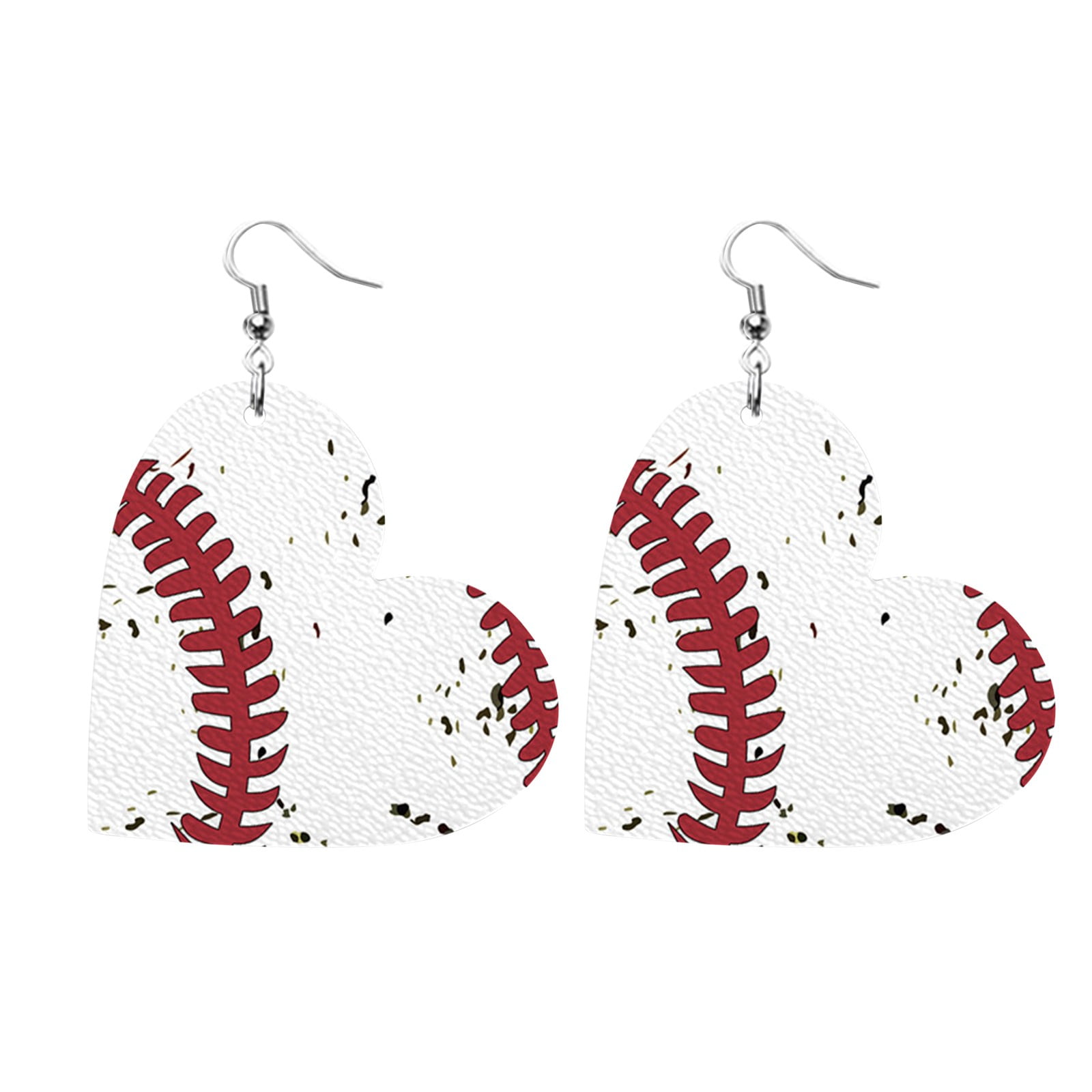 Christmas Clearance Earrings for Women Love Shaped Sports Leather