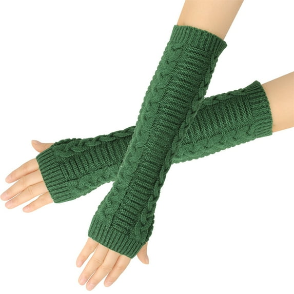 Christmas Clearance! Feledorashia Womens Knitted Gloves Winter Warm Long Figureless Solid Color Gloves,14.96x3.15inch