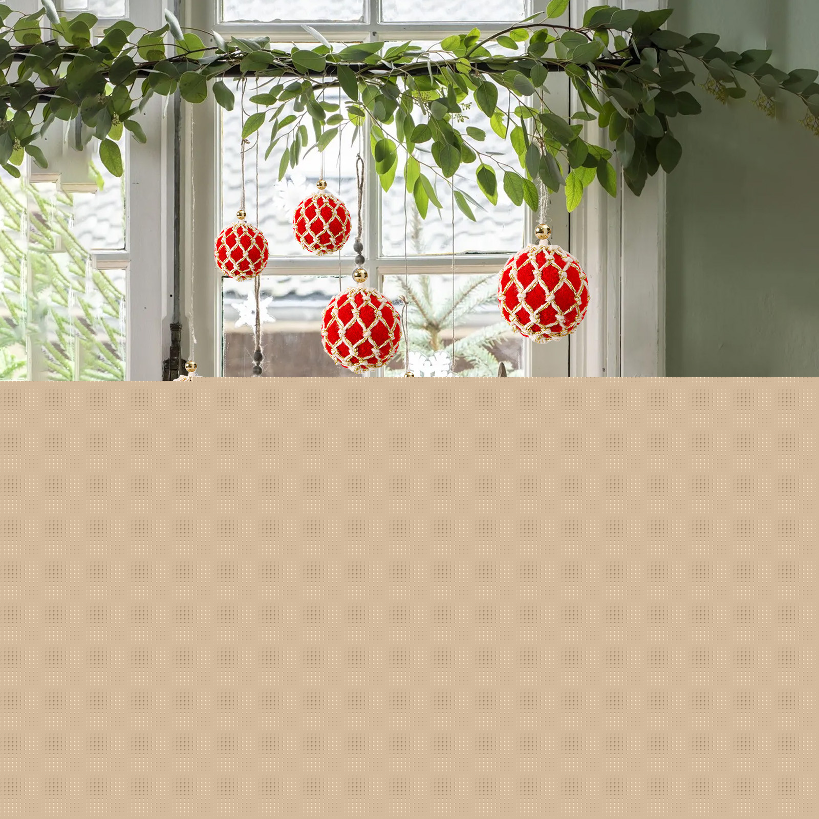 Summer Savings Festive Christmas Knitted Hanging Decoration Orb - Elegant Design, Shatterproof & Easy to Hang - Ideal for Christmas Trees, Weddings, & Parties - For Home or Commercial Use