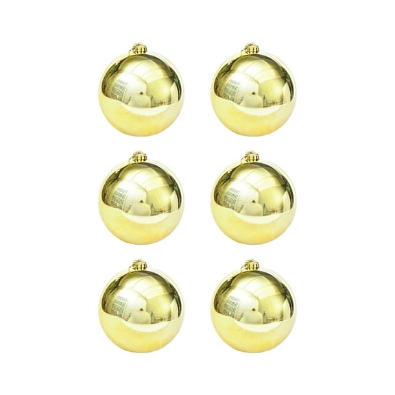 Gold 3.94" 3.15" 2.36" Large Christmas Balls - Christmas Tree Decoration Ornaments Shatterproof Hanging Balls for Birthday Halloween Holiday Wedding Decorations Set of 6pcs