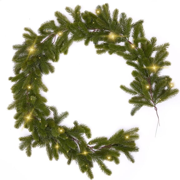 Christmas Handmade Christmas Garland Decor,Artificial Cypress Cedar Pine Needles Greenery Seasonal Garland for Christmas Winter Holiday Indoor Outdoor Decorations