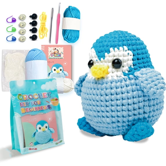 QTOCIO Toddler Toys Gifts, Crochet Kit For Beginners Penguins Crochet Kit Learn To Crochet Include Step-by-Step Tools This Is Adults Knitted Products