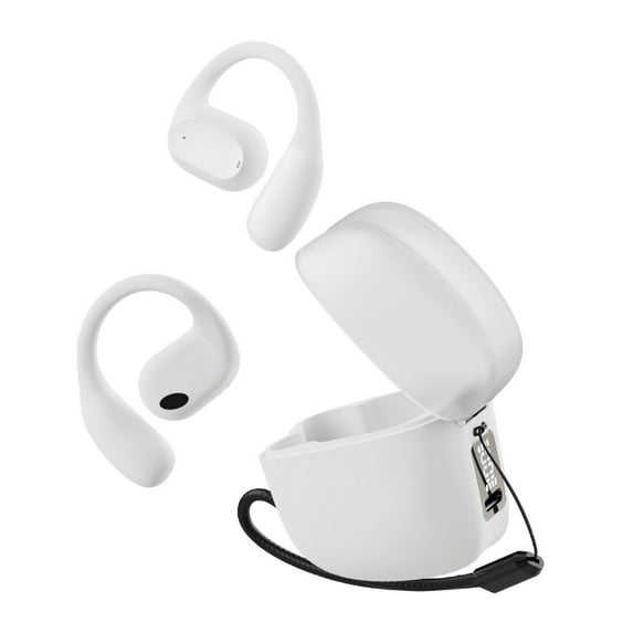 QTOCIO Wireless Bluetooth Headphones, Bluetooth 5.3 Earbuds Ear Hanging Type Non In Ear Long Range Bluetooth Wireless Earphones, White