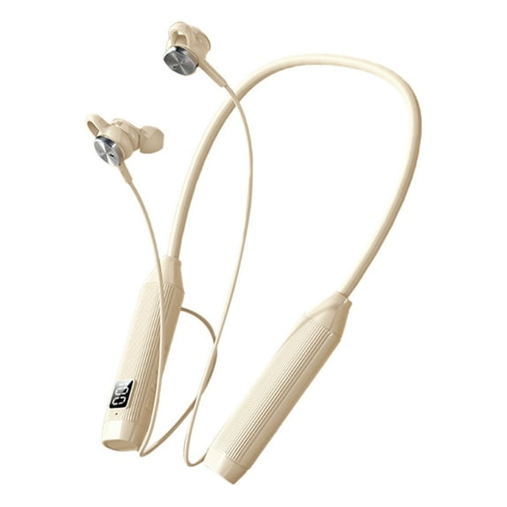 QTOCIO Wireless Bluetooth Headphones, Bluetooth 5.4 Wireless Earphones Long Battery Life High Definition Sound Quality Neck Hanging Waterproofs, Beige