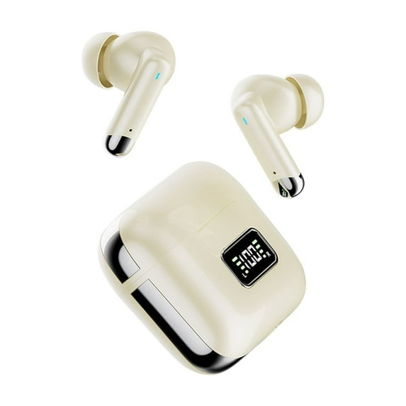 QTOCIO Wireless Bluetooth Headphones, Clear Sound Quality Low Latency In Ear Noise Reduction for Phone Calls Music Games Bluetooth Earphones, Beige