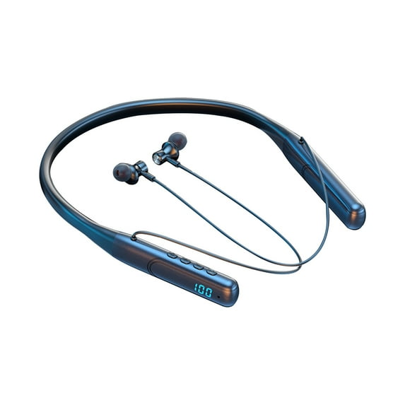 Christmas Clearance Holiday Deals! QTOCIO Wireless Bluetooth Headphones, Intelligent Digital Display Running Sports Neck Hanging In-Ear Listening Bluetooth Earphones, Black