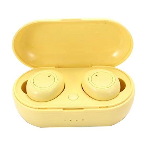 QTOCIO Wireless Bluetooth Headphones, Mini Earplug Wireless Bluetooth Earphones 5.0 Macaron Color Brief Style Bluetooth Earbuds, Yellow