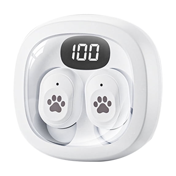 Christmas Clearance Holiday Deals! QTOCIO Wireless Bluetooth Headphones, Wireless Earbuds Bluetooth 5.4 Earphones with Wireless Charging, White