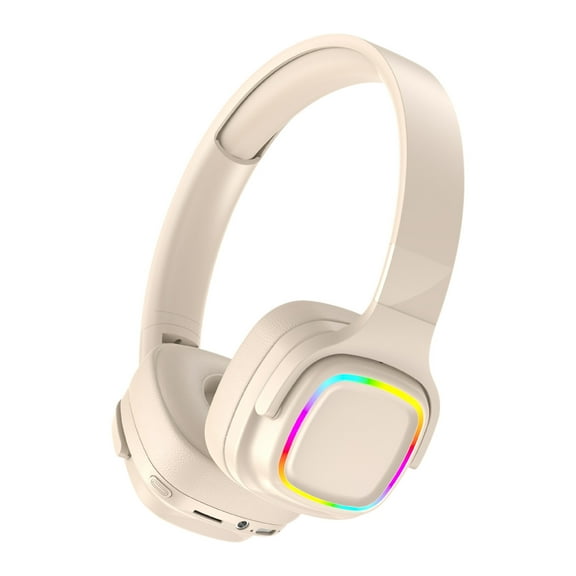 QTOCIO Wireless Bluetooth Headset, Subwoofer Bluetooth Headphones Mobile Computer Game Music Sports Game Headphones, Beige