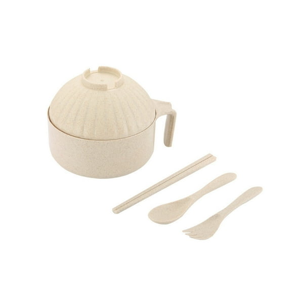 Instant Noodle Bowl Set with Multipurpose Lid, Utensils & Leak-Proof Design - Perfect for Students, Dorms & Quick Meals - Includes Bowl, Chopsticks, Spoon & Fork - Innovative Stor