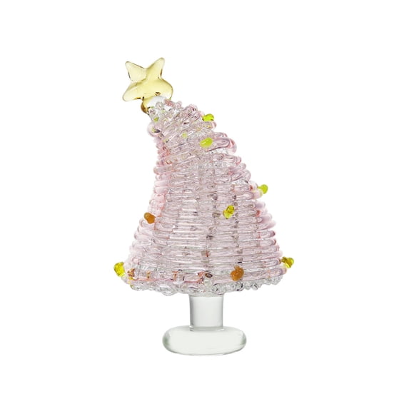 JOGZMZ Mini Christmas Tree Glass Ornaments Small Glass Christmas Tree Christmas Dollhouse Miniature Mini Winter Figurines For Crafts Holiday Xmas Party Decor