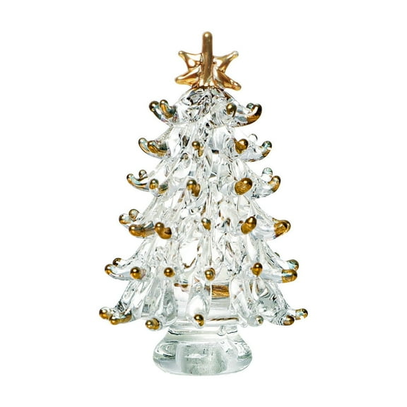 JOGZMZ Mini Christmas Tree Glass Ornaments Small Glass Christmas Tree Christmas Dollhouse Miniature Mini Winter Figurines For Crafts Holiday Xmas Party Decor