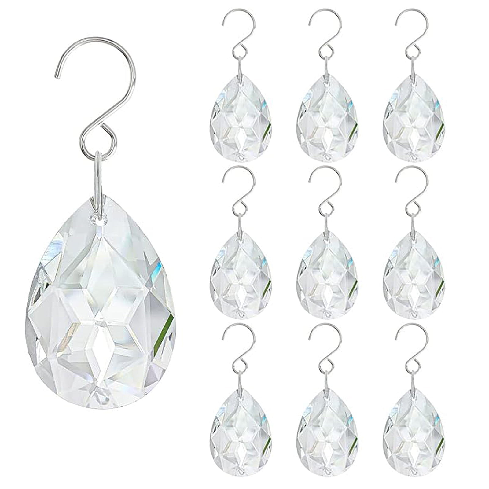 Christmas JoyMoreHome 10Pcs Clear Glass Christmas Crystal Teardrop Ornaments for Xmas Tree,Christmas Tree Decorations Glass Hanging Balls for Christmas Tree Holiday Party Supplies