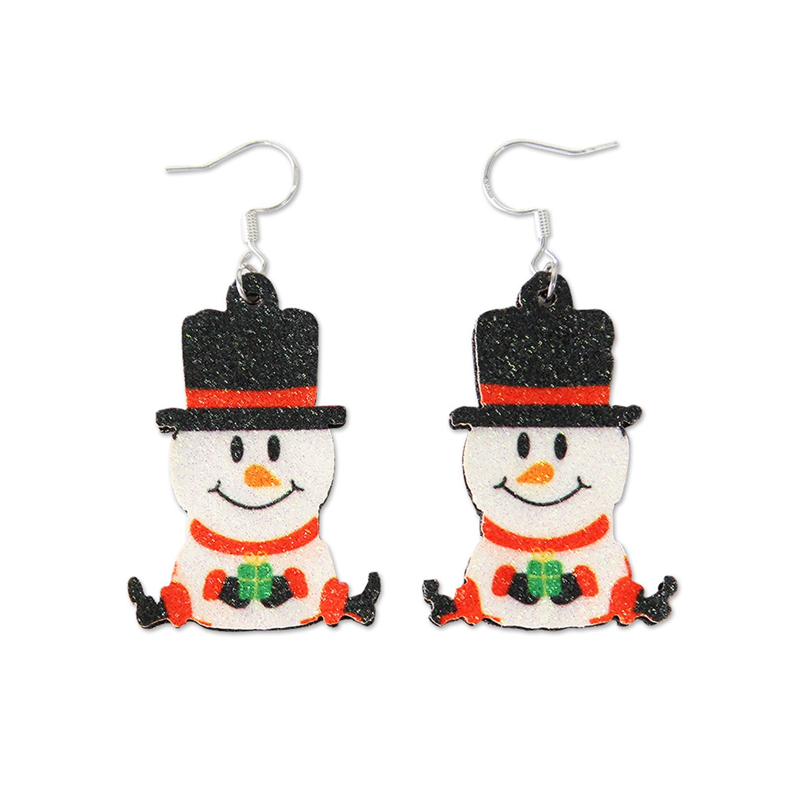 Christmas Wood Earrings Set – 2 Pairs Snowman & Bell Dangle Earrings, Teardrop Holiday Jewelry For Women