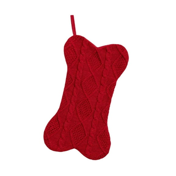 Christmas JoyMoreHome Knit Large Christmas Stockings 16.5 Inch Cute Dog Bone Shaped Christmas Stockings Ornaments Xmas Tree Hanging Decorations for Holiday Xmas Party Supplies
