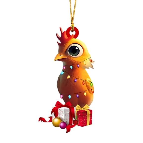 Christmas JoyMoreHome Personalized Chicken Christmas Ornament Hanging Pendant Ornaments 2024 Xmas Tree Decoration with Hanging Rope Unique Christmas Gift for Kids