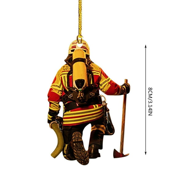 Christmas JoyMoreHome Personalized Firefighters Christmas Ornament Hanging Pendant Ornaments 2024 Xmas Tree Decoration with Hanging Rope Unique Christmas Gift for Kids