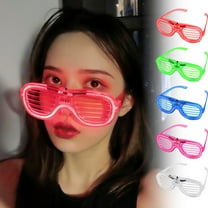 LED Light Up Party Glasses - 5 Colors Available (White/Red/Pink/Green/Blue) - Battery Operated Illuminated Eyewear Frames - Comfortable Slotted Design - Perfect for Christmas, Bir