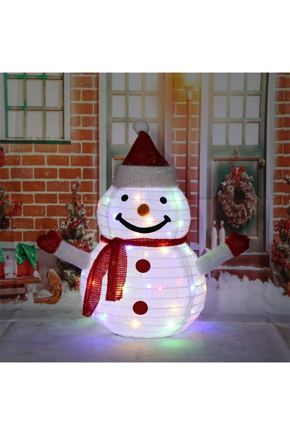Christmas Clearance, LED Outdoor Christmas Decoration, Santa and Snowman Figures with 40 Lights for Festive Yard Display, Christmas Decor